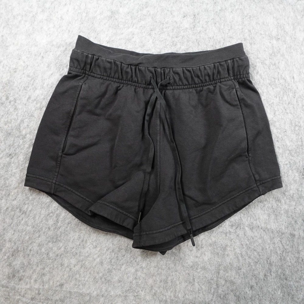 Lululemon Shorts Women 4 Black Inner Glow High Rise‎ French Terry LW7BDRS